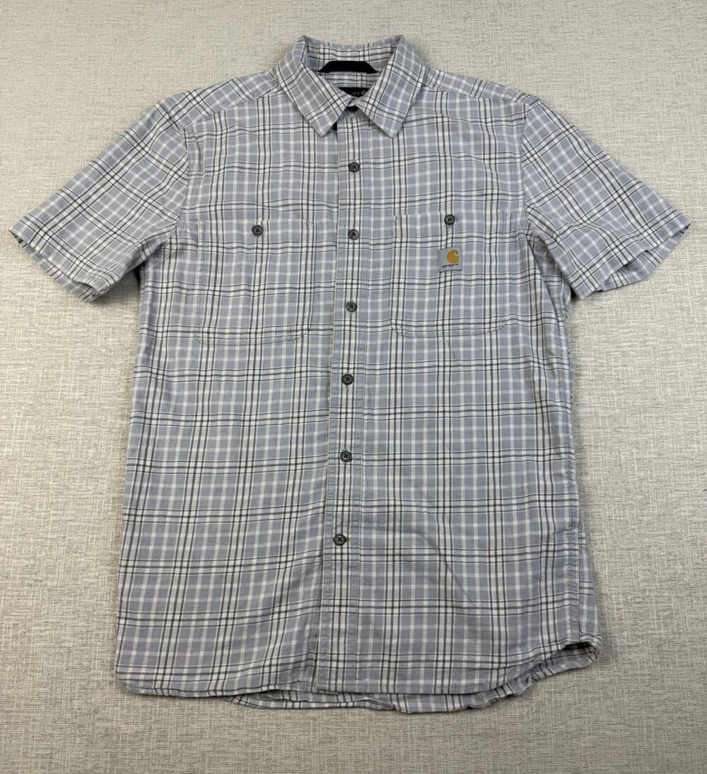 Carhartt TW5701-M Men’s Small Gray Plaid Short Sleeve Work Shirt Stretch